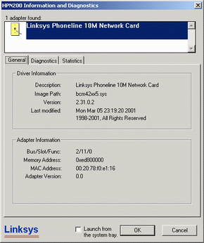   HPNA 2.0 Linksys HPN200
